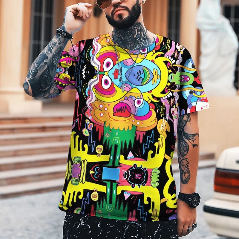 

Different Dimensional Art 3D Printing Men's Tops Humorous Abstract Funny Stitching High Quality Brand Clothing Oversized 5XL
