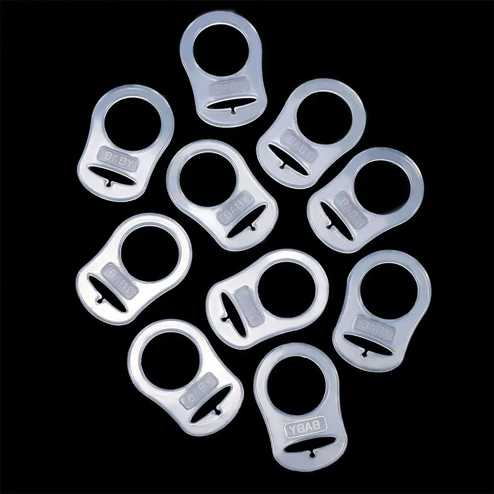 

Good Quality Lot Transparent Silicone Button Style Ring Pacifier Clip Adapter Pacifier Clip Adapter Dummy