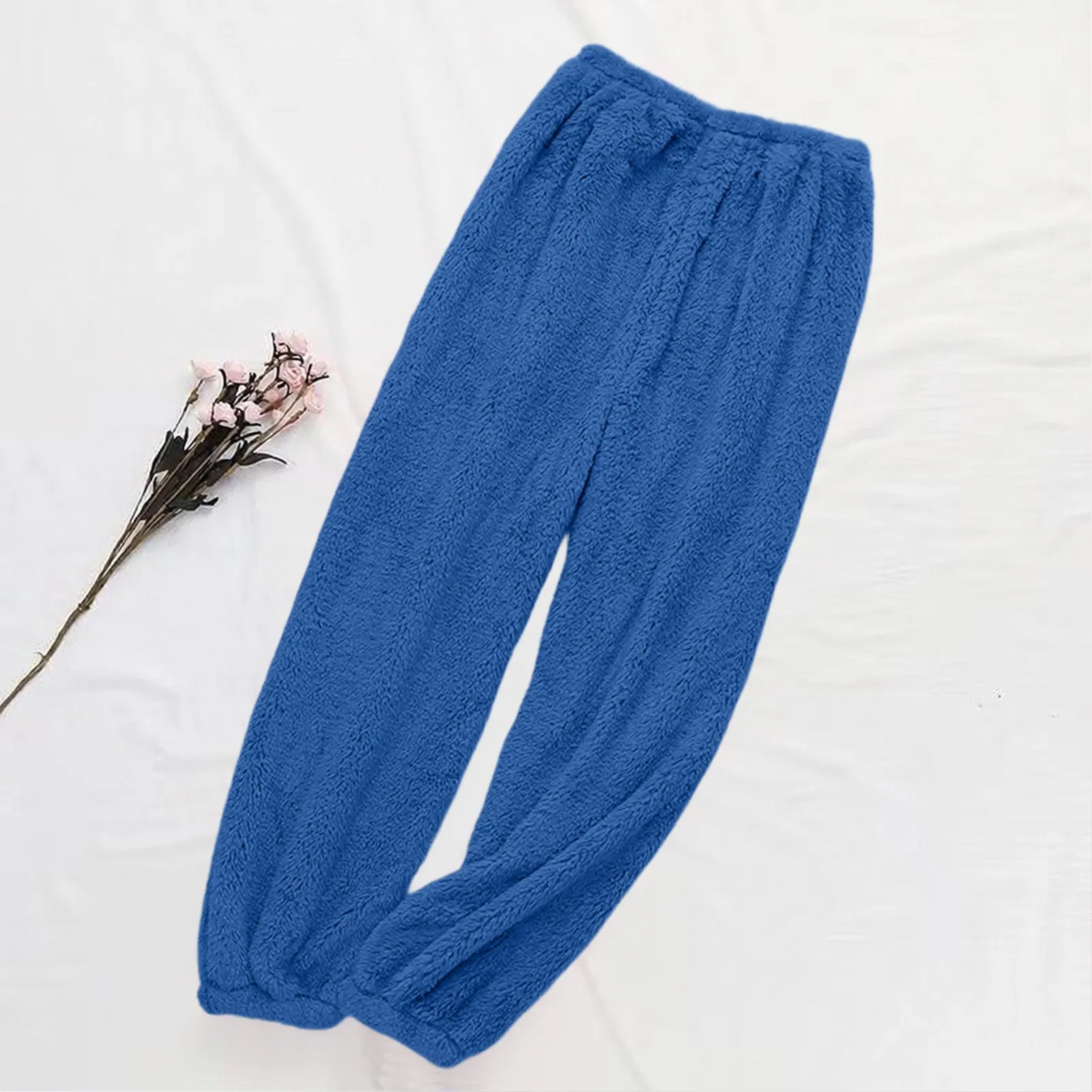 Samt-Pyjamahose für Damen mit elastischem Bund, warme, lässige Wollhose aus Kaschmir für Damen, Herbst-Winter-Pyjamahose_voghion.com