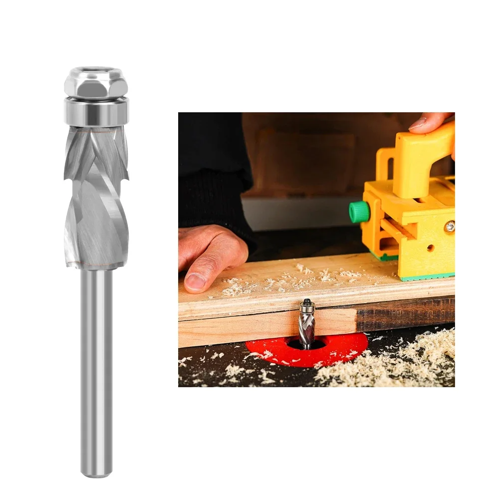 LAVIE 1PC 1/4 Shank Bearing Ultra-Perfomance Compression Flush Trim Solid Carbide CNC Router Bit For Woodworking End Mill Z07A