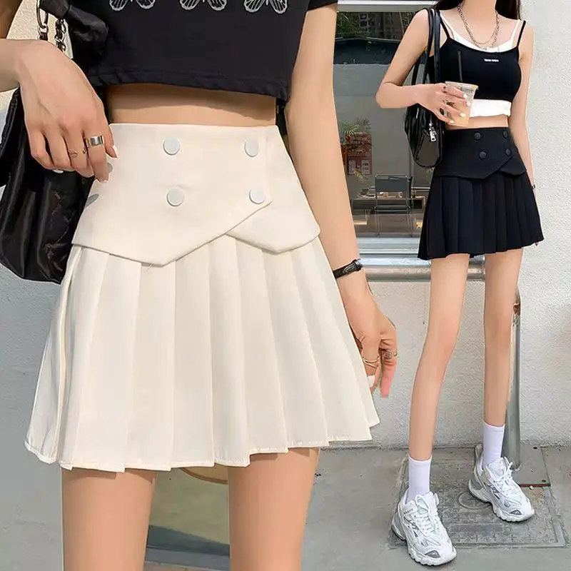 

Design sense half skirt Korean version spring/summer new item high waist slimming pleated skirt A-line skirt for women