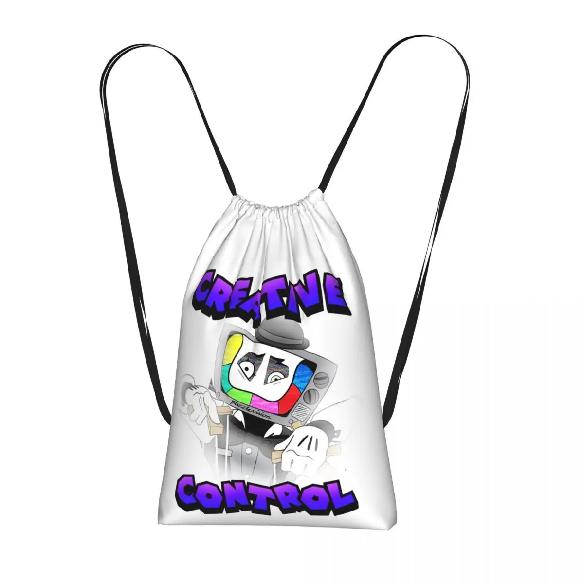 Creative Control (Mr. Puzzles) (Transparent Version) Drawstring Backpack Sports Gym Bag Lightweight Storage Drawstring Bag