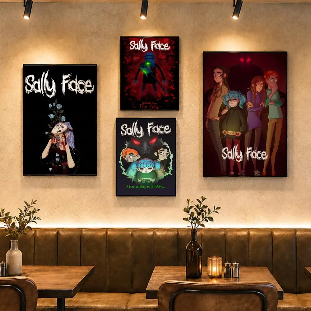 Horror Game S-Sally FaceS Poster Vintage Retro Anime Poster Stickers Peel and Stick Wall Art Home Decor