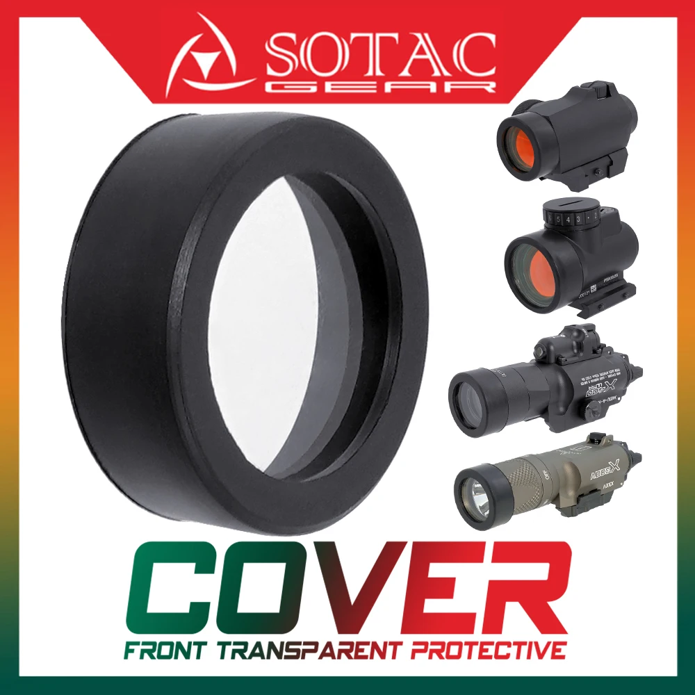 SOTAC Tactical Transparent Protective Front Cover Objective Lens 26/28/30/38mm For Red Dot Sight Weapon Scout Light Flashlight