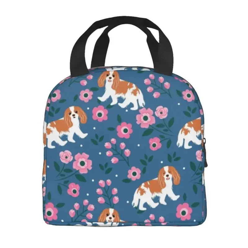 Cavalier King  Spaniel Playing In Garden Insulated Lunch Bag for Leakproof Pet Dog Thermal Cooler Bento Box Kids School