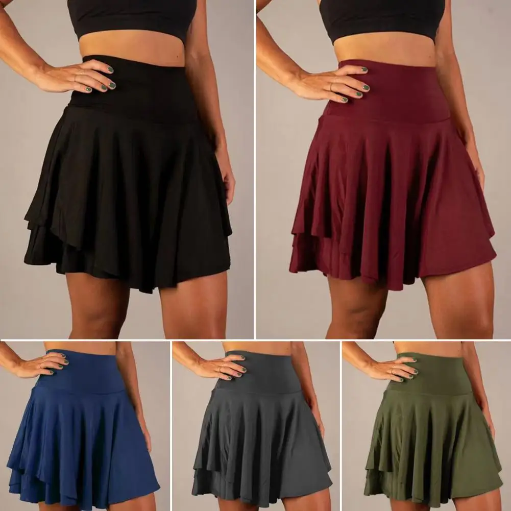 Stylish Anti-exposure Above Knee Length Inner Lining Women Sports Skirt Tummy Control Women Mini Skirt Female Clothes