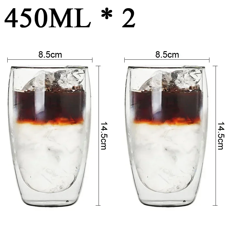 2-18PCS Doppel Wand Hohe Borosilikatglas Becher Hitzebeständige Tee Milch Saft Kaffee Wasser Tasse Bar drink Geschenk Kreativität Set