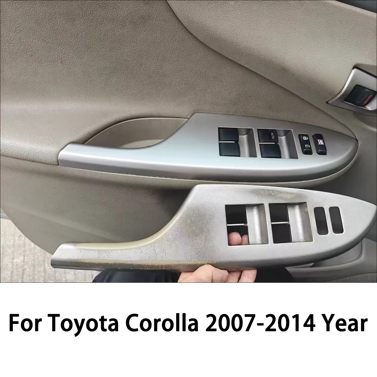 For Corolla 2007-2014 Year Car Interior Front Door Handle Trim Panel Replacement For Toyota Corolla Armrest Inner Handle Cover
