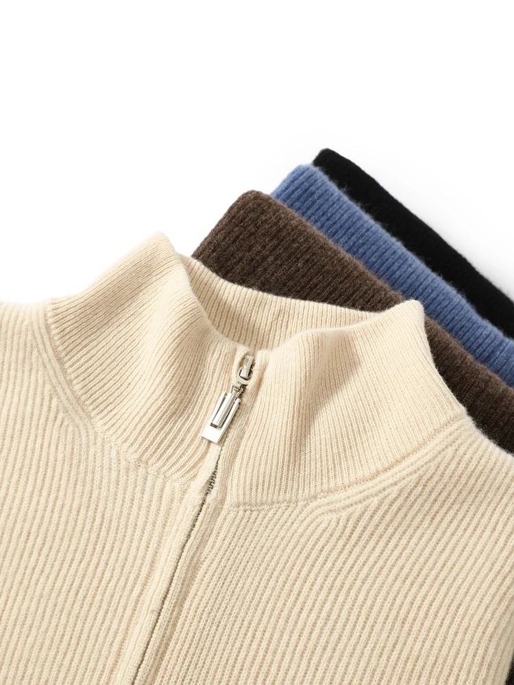 2025 أساسيات الرجال 100% ميرينو الصوف سترة الخريف الشتاء سترة سميكة فضفاضة غير رسمية لينة الدافئة وهمية الرقبة تريكو الملابس القمم