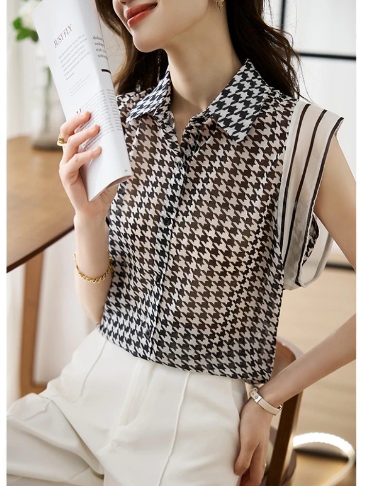 Nuove camicette da donna estive camicie di chiffon Camicie senza maniche da donna da ufficio di moda Top blusa mujer