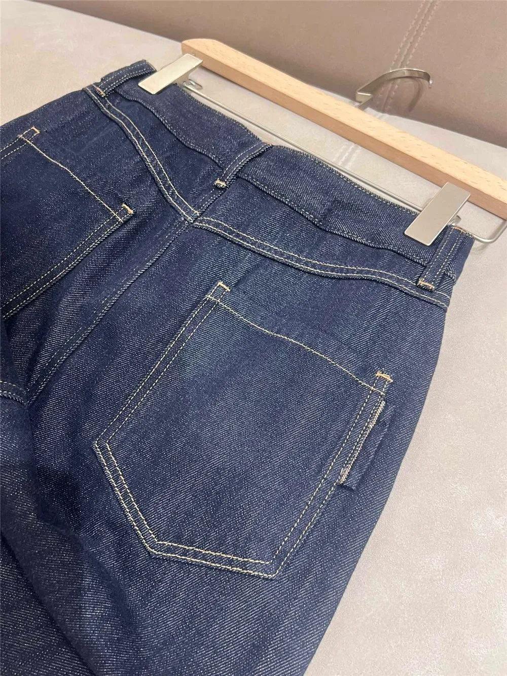 B*C High Slit Vintage Washed Denim Loose High Waist Straight Denim Skirt