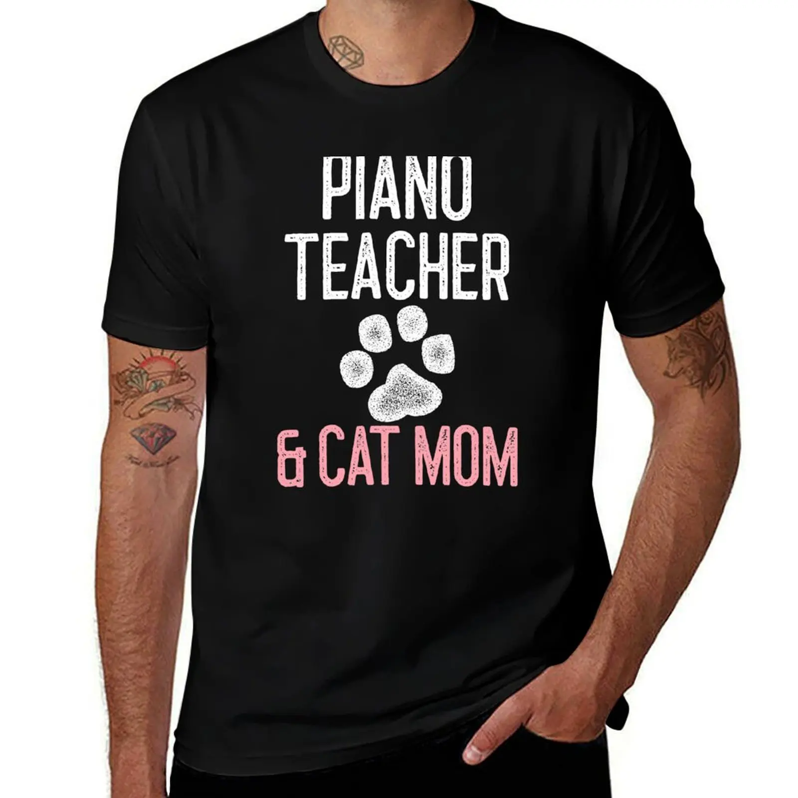 

Piano Teacher & Cat Mom Music Teacher Gift T-Shirt man graphic t shirt T-Shirt