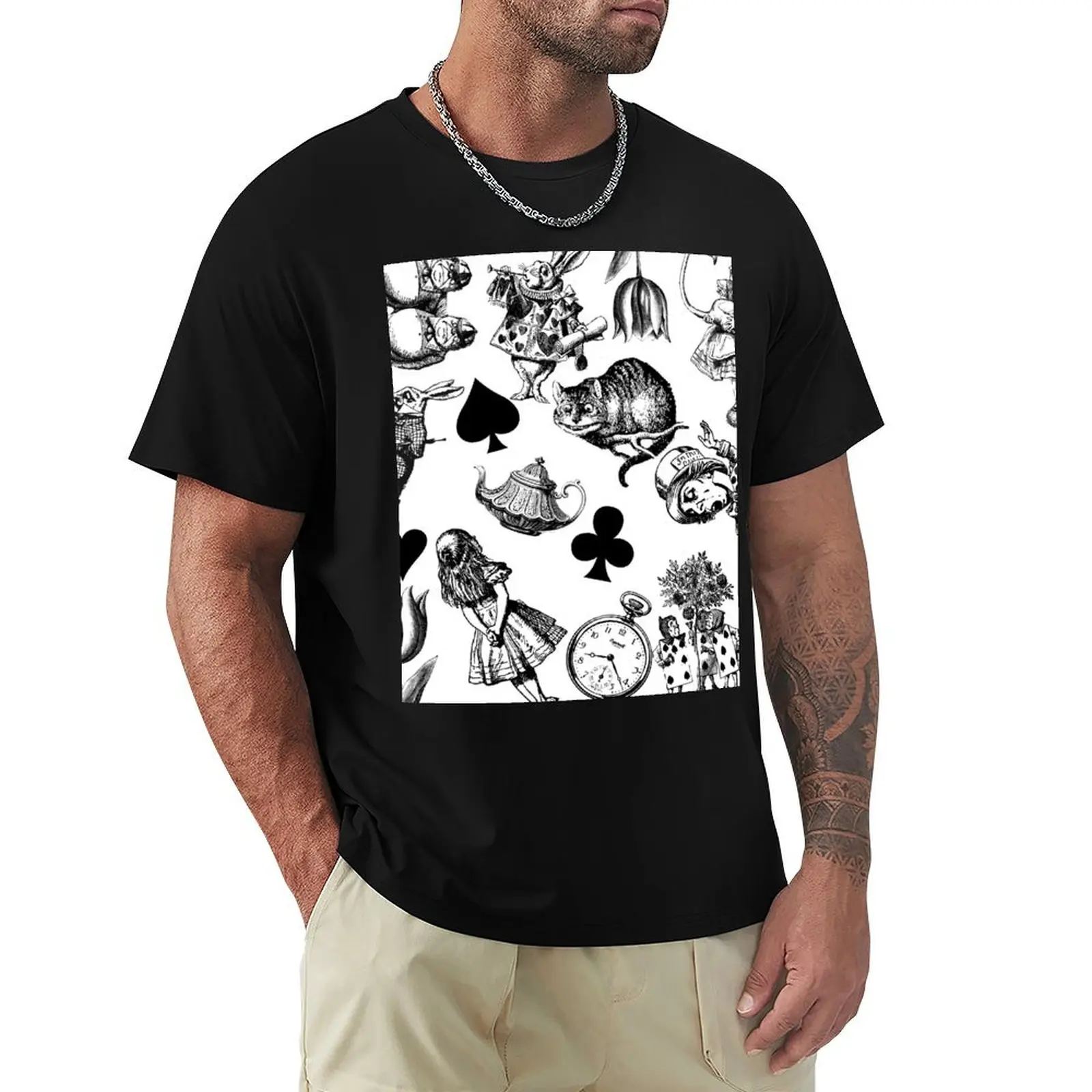 

Alice's Adventures in Wonderland White Rabbit Mad Hatter T-Shirt clothes cheap stuff Aesthetic clothing t shirts for men graphic