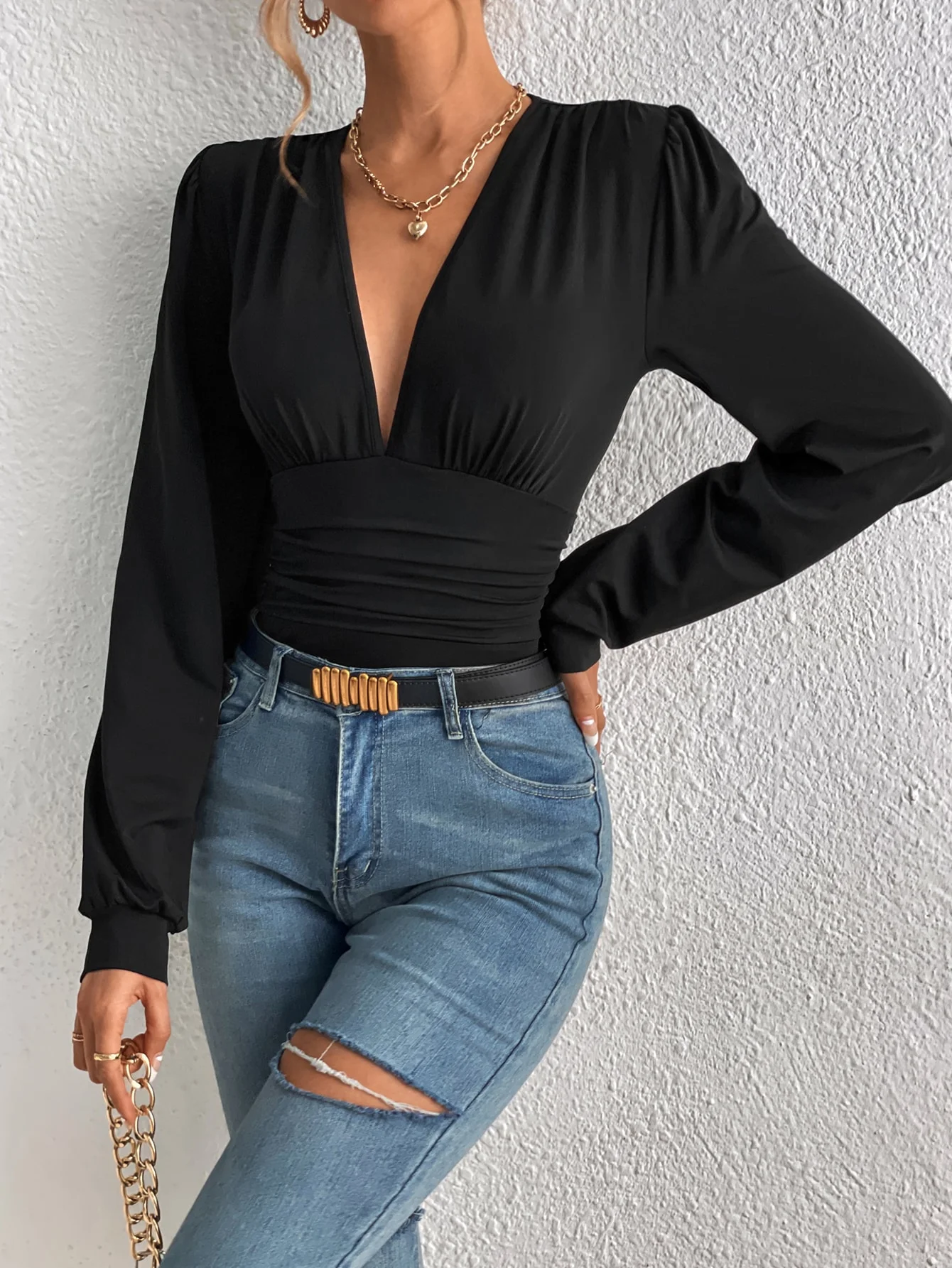 العلامة التجارية الجديدة للربيع والصيف المرأة مثير المنخفضة قطع الرجعية مطوي فانوس كم فستان من قطعة واحدة التخسيس وبسيط ولكن فاس #4