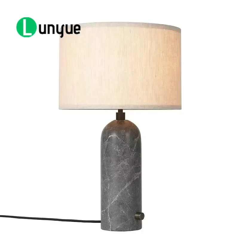 Postmodern Luxury Marble Table Lamp with Modern Fabric Shade for Living Room Hotel Restaurant Desk Decorative Lighting