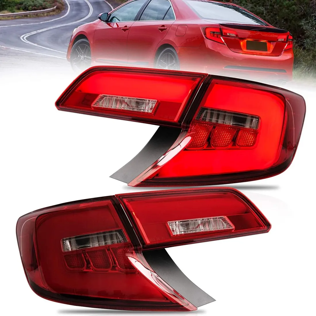 LED Tail Lights for Toyota camry 2012-2014 US Models With Running Light Reverse Light Turn Signal