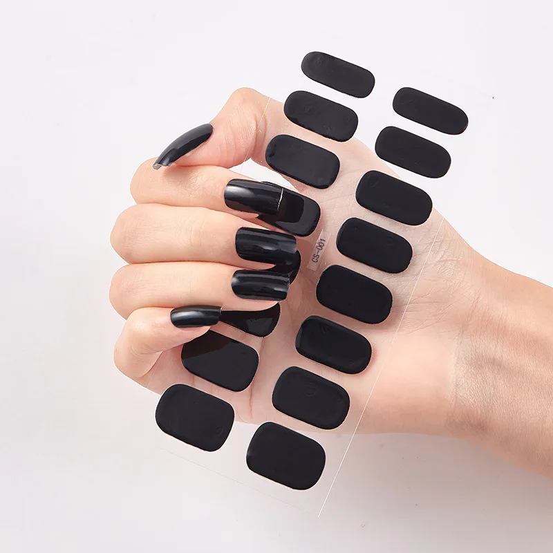 Hot Sales 16 Tips Volledige Cover Gradiënt Nail Stickers Multi Kleur Zelfklevende Slider Geen Uv Lamp Uitgeharde Druk op Nail Decal - afbeelding 2