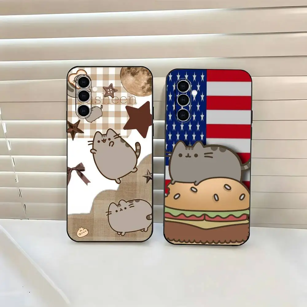 Cute P-Pusheens  For Samsung Galaxy A55 A16 A36  A56 A26 A52 A54 A57 5G Shockproof Silicone Soft Black Cover