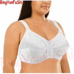 Top White Lace Large Minimizer Push Up Bras for Women Sexy Plus Size BH Unlined Full Coverage Vest Backless Sports Bra PAD C02