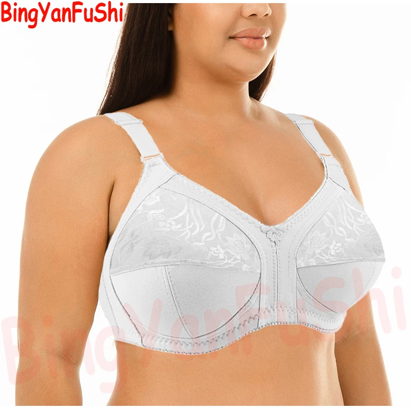 Top białe koronkowe duże Minimizer biustonosze Push-Up dla kobiet sexy Plus rozmiar BH bez podszewki pełne pokrycie kamizelka backless stanik sportowy PAD C02