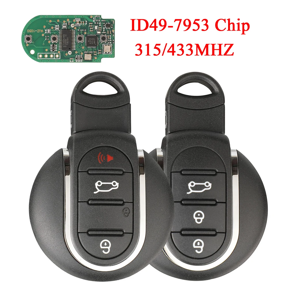 jingyuqin Remote Smart Car Key For BMW Mini Cooper Countryman Clubman F-Series F55 F56 3/4 Buttons 315/433MHz ID49 PCF7953P Chip