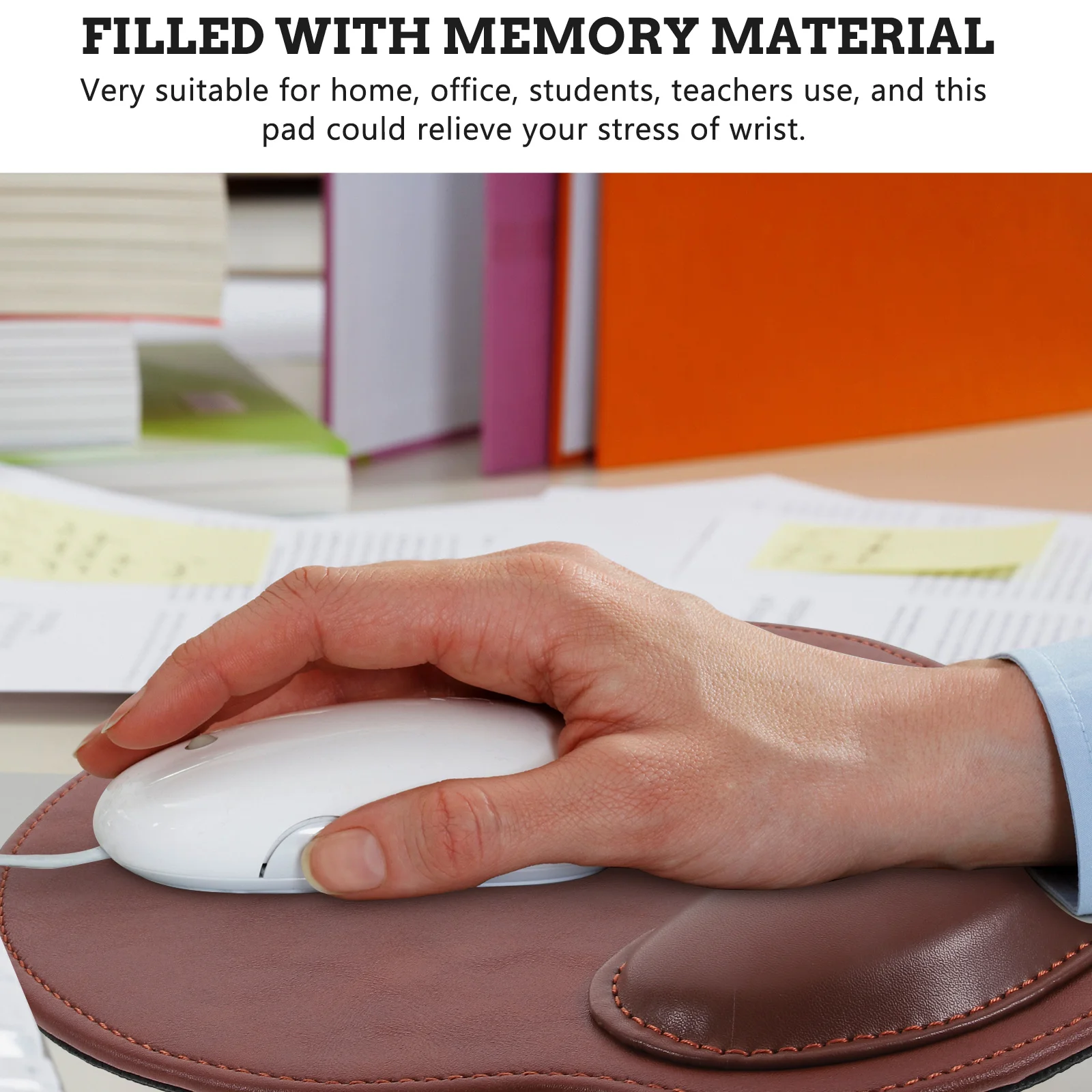 

Computer Mouse Pad Wrist Wrister Mousepad Memory Wristband Brown Gaming with Rest Cushion for Ergonomic Office