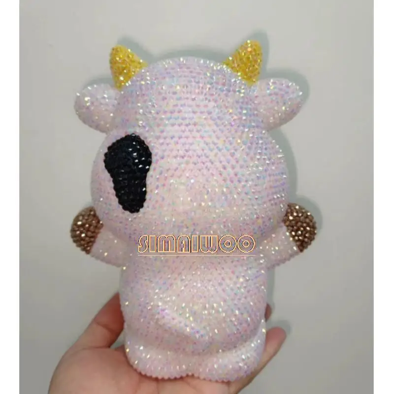 DIY Rhinestone Art Cow Doll Toy Coin Storage Kids Room Decorative Statue Mosaic Handcraft Crystal Cross Stitch Luxury Gift - view 5