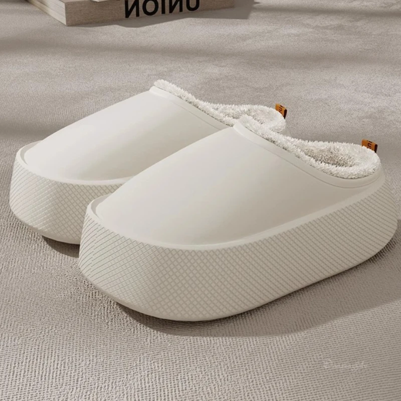 Winter Thick-Soled EVA Slippers Unisex Couple Style Waterproof Warm Fleece Home Outdoor Anti-Slip