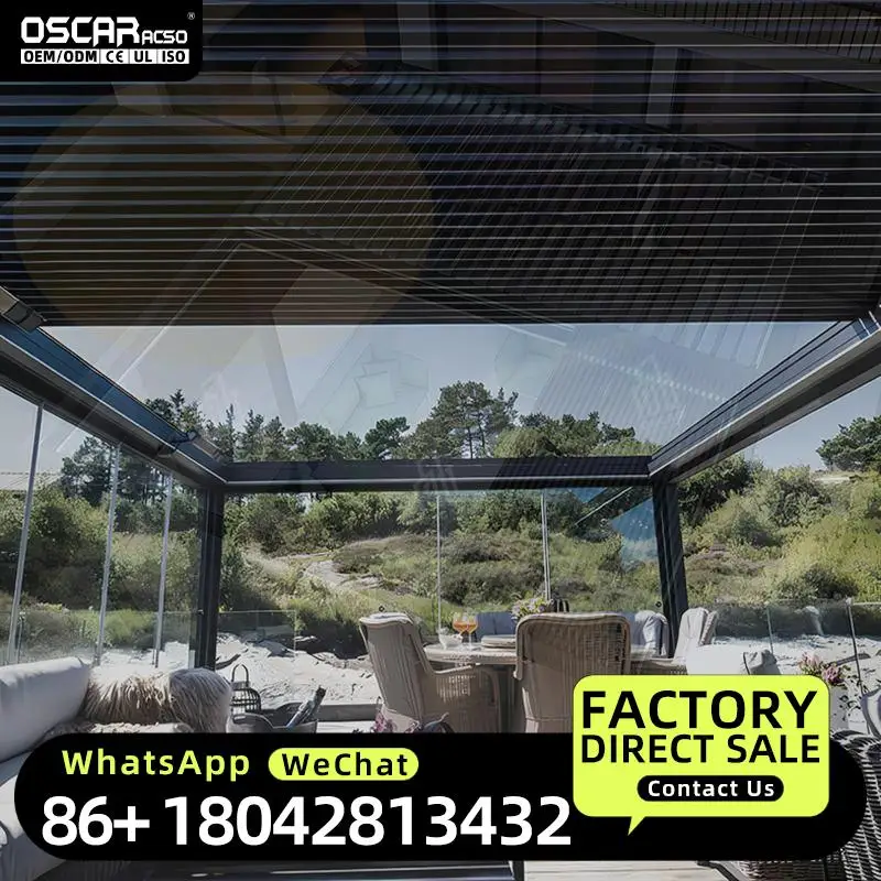 

Автоматический алюминиевый навес-пергола 6х4 м для сада и патио, уличный, с функцией затенения