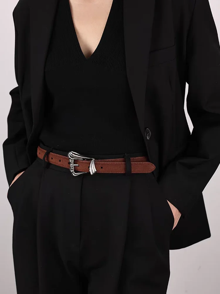 

Коричневый модный декоративный усовершенствованный ретро женский ремень из натуральной кожи с пряжкой, повседневный пояс для джинсового платья