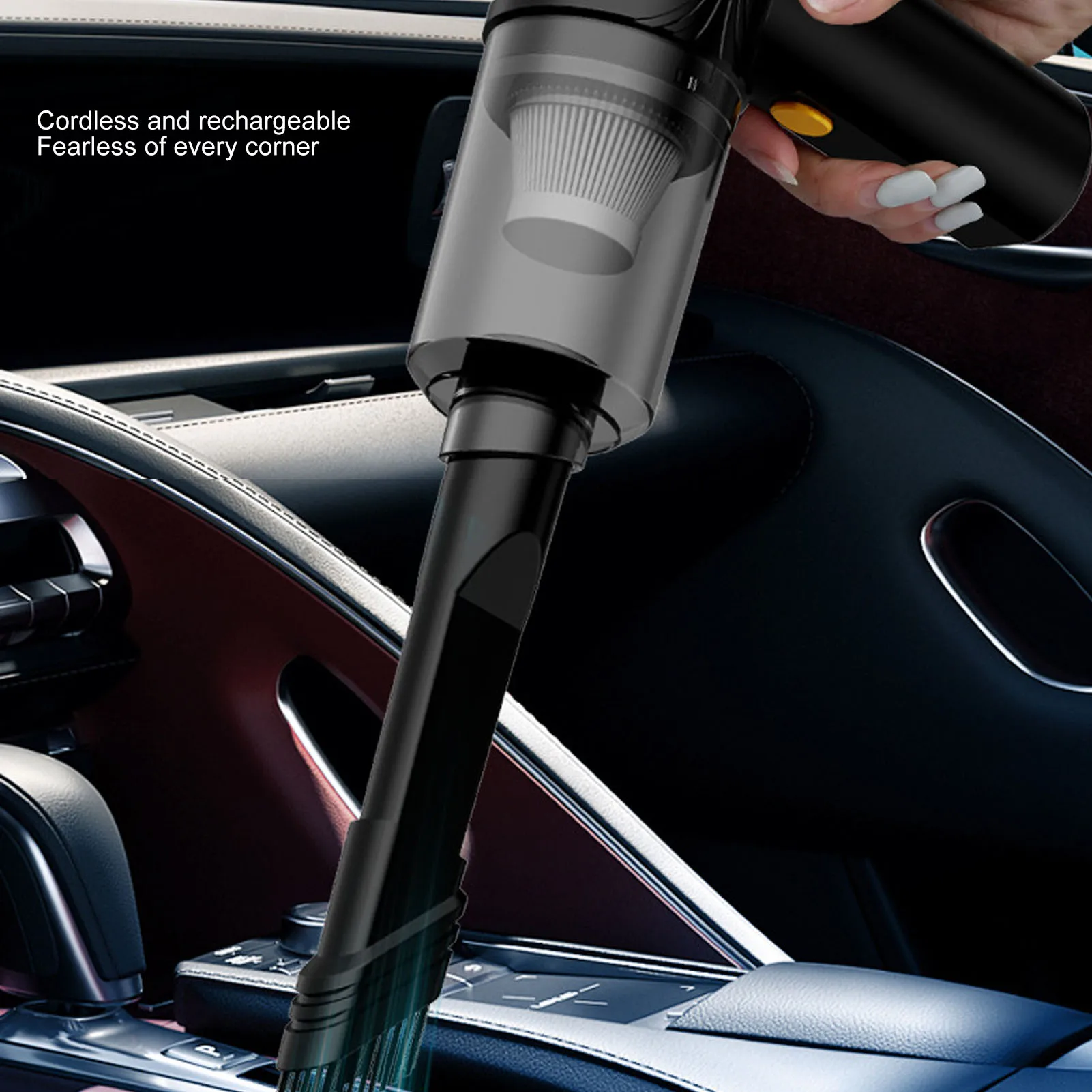 Car Vacuum Cleaner 360° Cleaning Washable Filter Screen Portable Handheld Vacuum Cleaner Inflator 12V Black