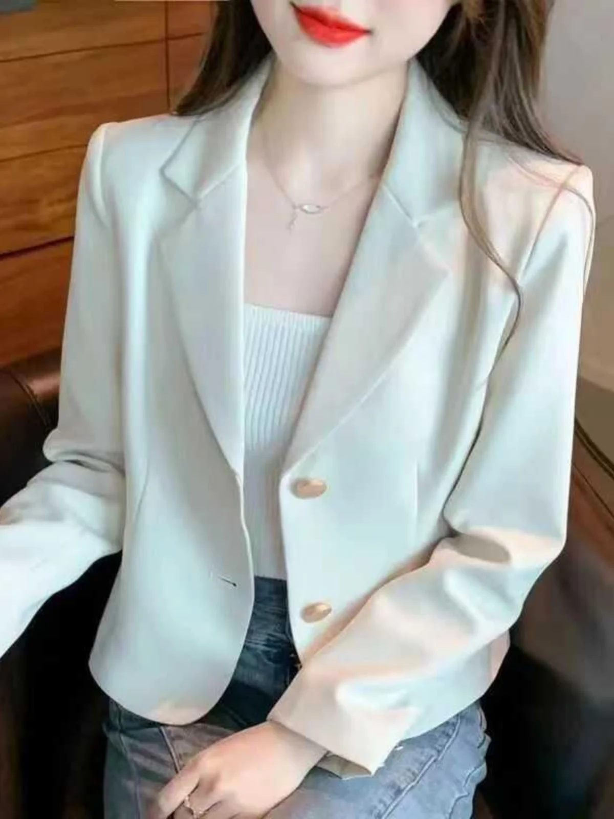 

Американский спортивный костюм-жакет для женщин: модный дизайн, весна-осень, стильный топ из полиэстера с длинными рукавами на пуговицах