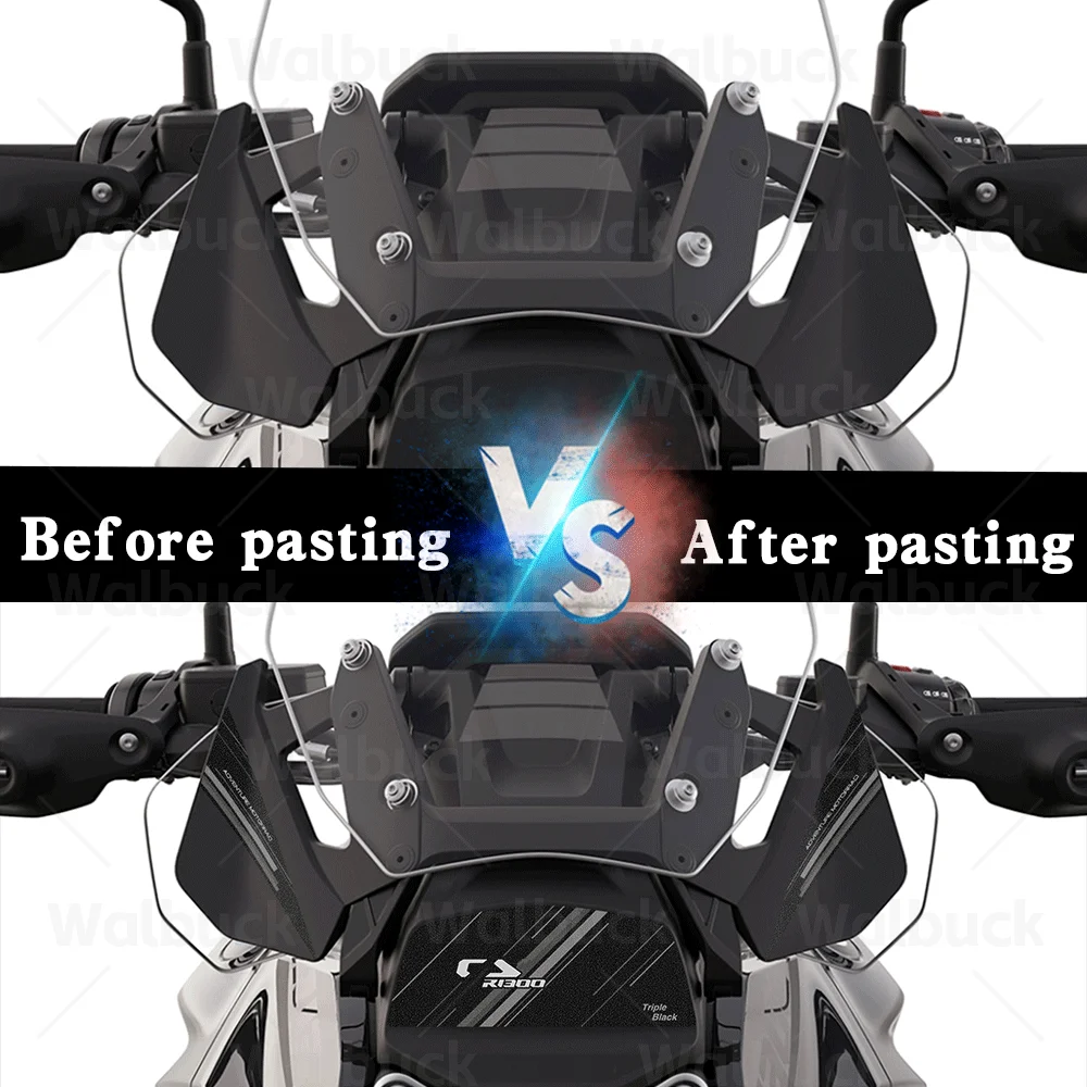 Motorcycle Refit Front Radar Frosted Protect Sticker Adventure Triple Black Decal For R1300GS R 1300 GS r1300 gs 2023 2024