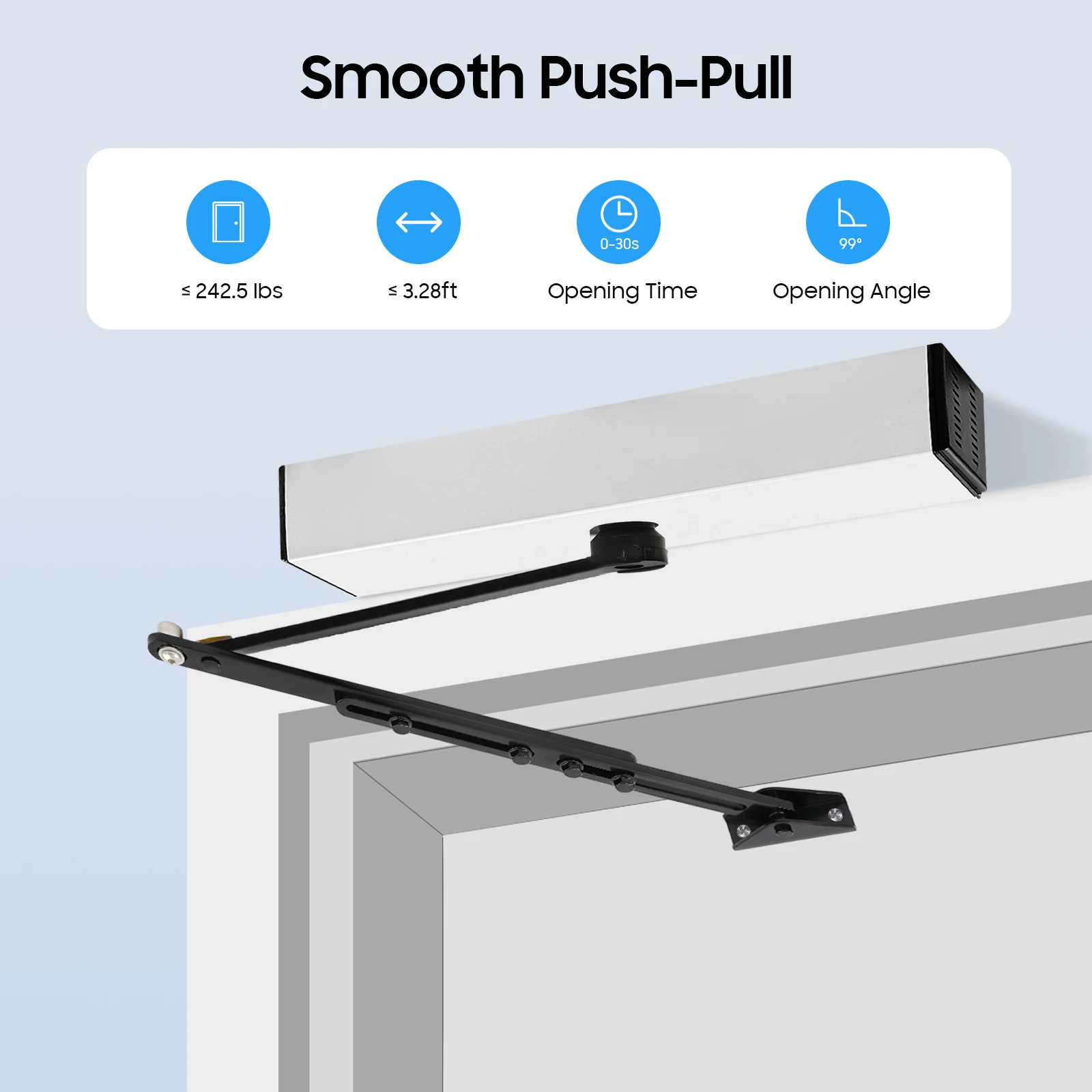 65w Automatic Swing Door Operator,Time Adjustable Electric Door Opener with Control Panel & Switches, Auto Drive Motor for Wooden, Steel, Medical Doors
