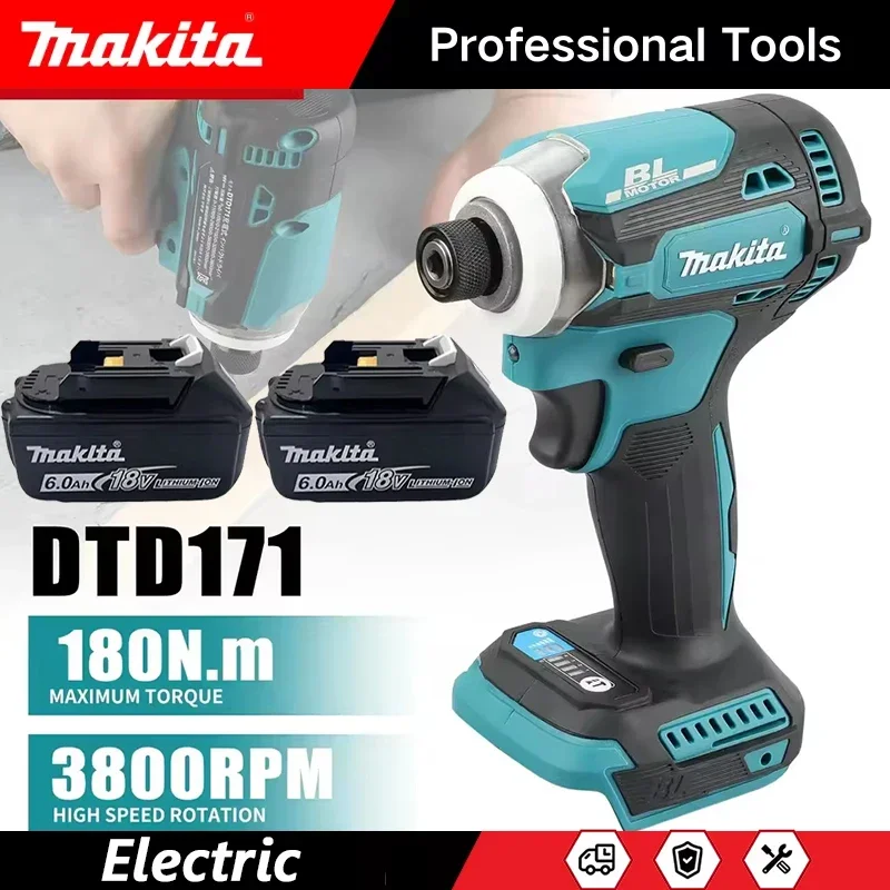 

Makita Cordless DTD171 Brushless 18V LXT Impact Driver Electric Screwdriver with 1/4" Hex Chuck, Fastening Tool for Constructio