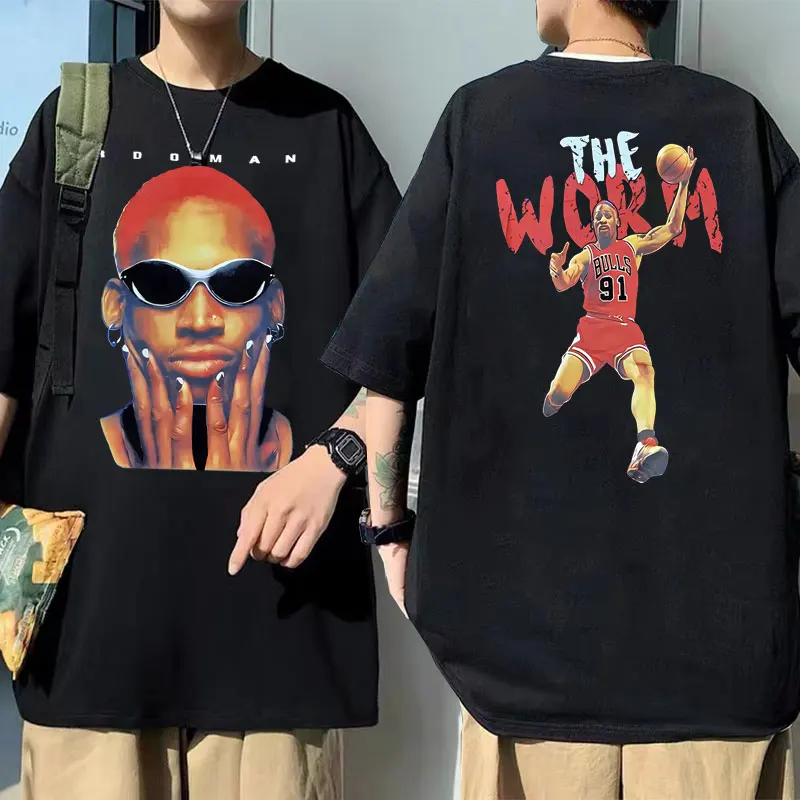 Vintage The Worm Dennis Rodman T Shirt Men Women Hip Hop Casual Oversized Tshirt Cotton Short Sleeve Boys Basketball T-shirts