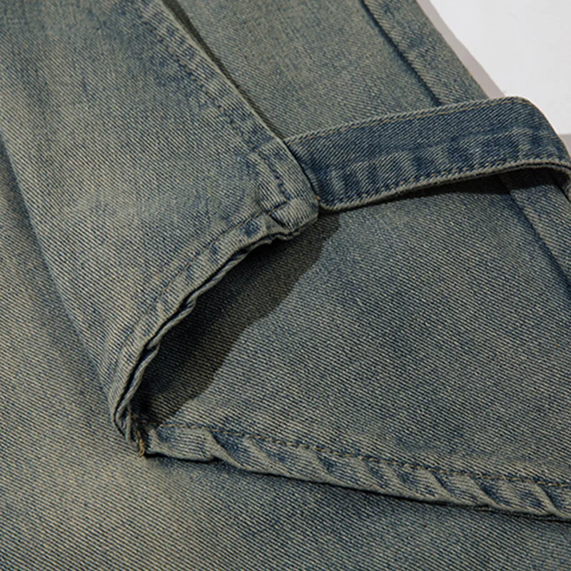 UPRAKF Washed Vintage Wide Leg Jeans Streetwear Denim Baggy Pants High Waist Casual Fashion Trousers Straight