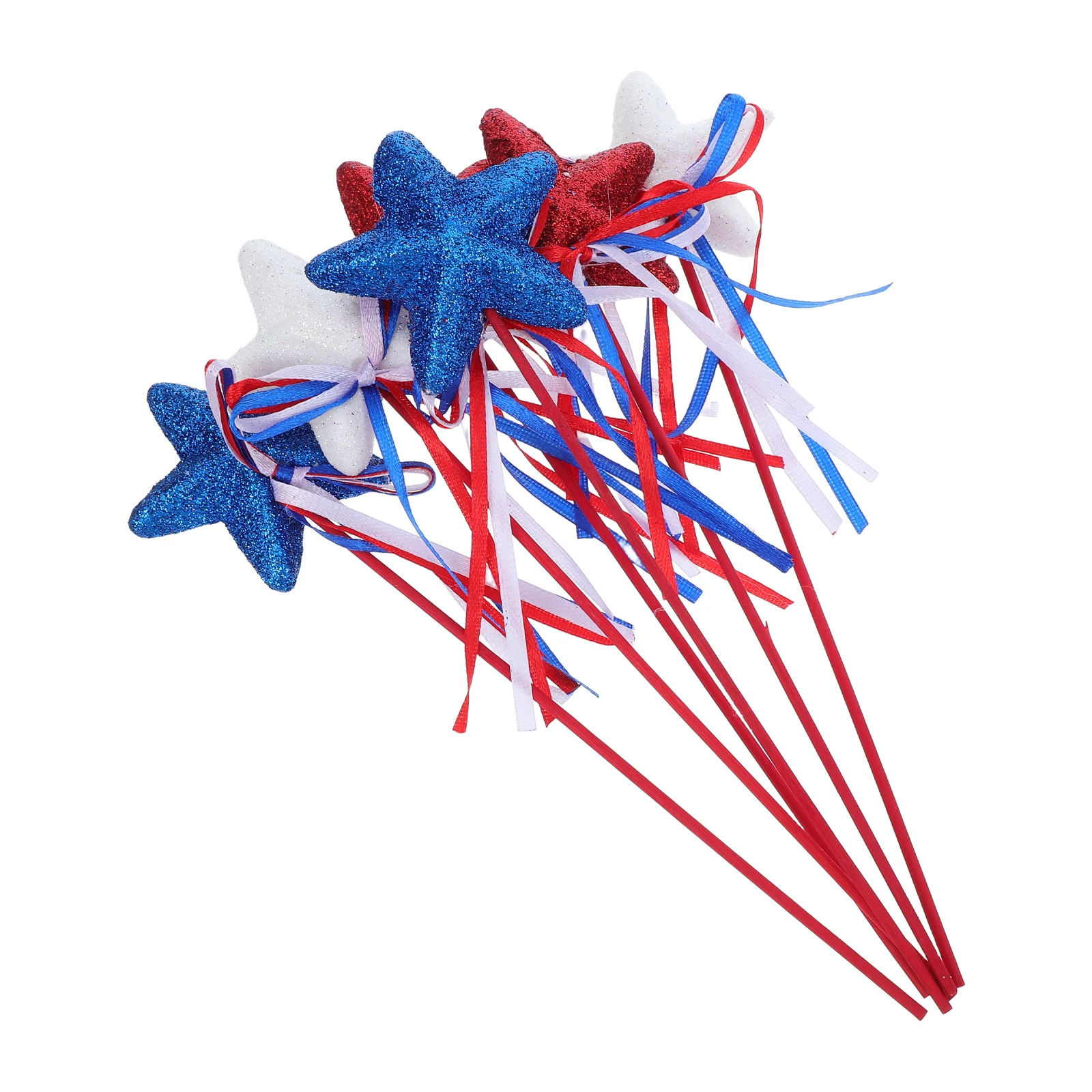 

6 Pcs Venue Setting Props Independence Day Star Staff Foam American Ribbon Sticks