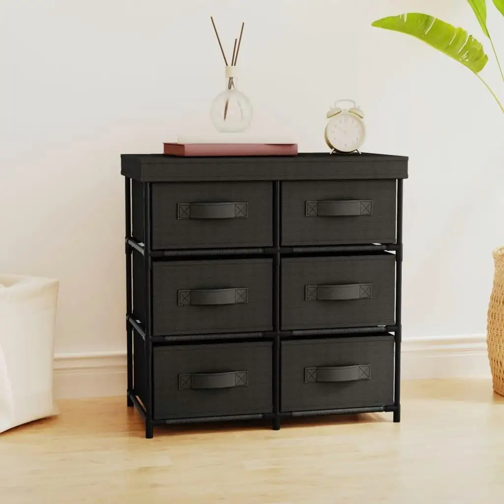 Black Steel Storage Cabinet with 6 Drawers - 55x29x55 cm Organizer for Home and Office