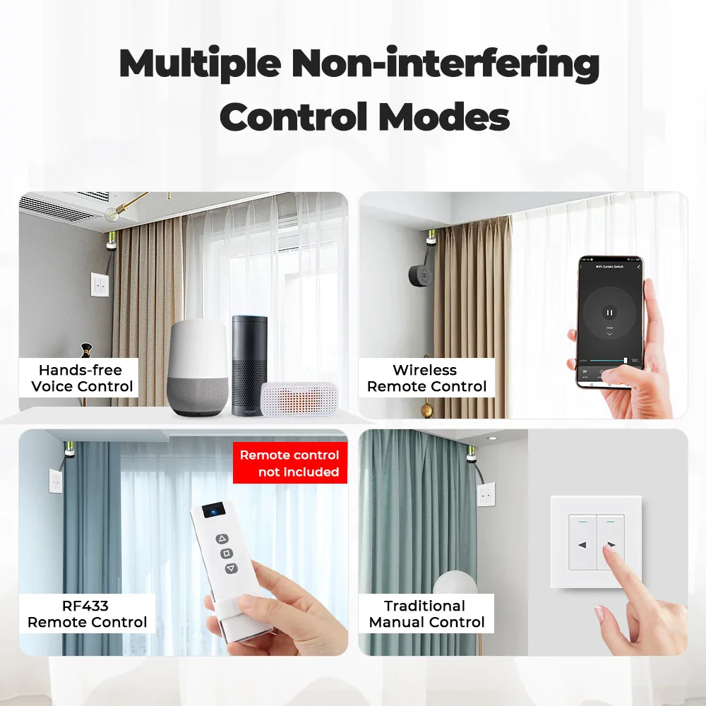 Tuya Smart Curtains Switch Module Smart Home WiFi RF 433Mhz Roller Blind Shutter Switch Voice Control Works With Alexa Google