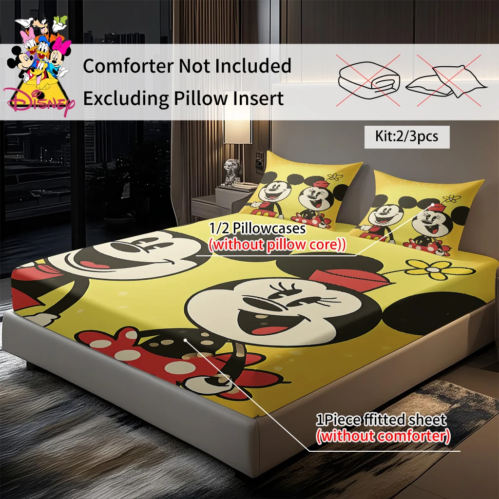 2/3 шт., набор простыней с улыбкой Микки и Минни Диснея, мягкая и машинная моющаяся ткань, праздничный подарок для семьи и друзей