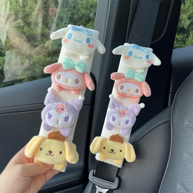 

Sanrio My Melody Seat Belt Cover Cinnamoroll Plush Car Seat Belt Protector Kuromi Doll Shoulder Pad Kawaii Car Interior Decor