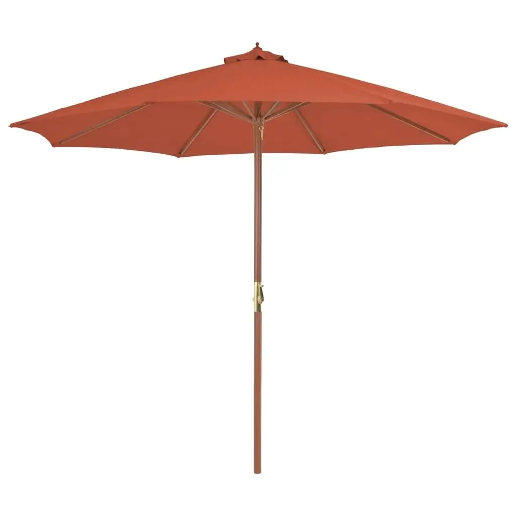 Terracotta 300cm Garden Parasol with Wooden Pole - Stylish Sunshade for Outdoor Use