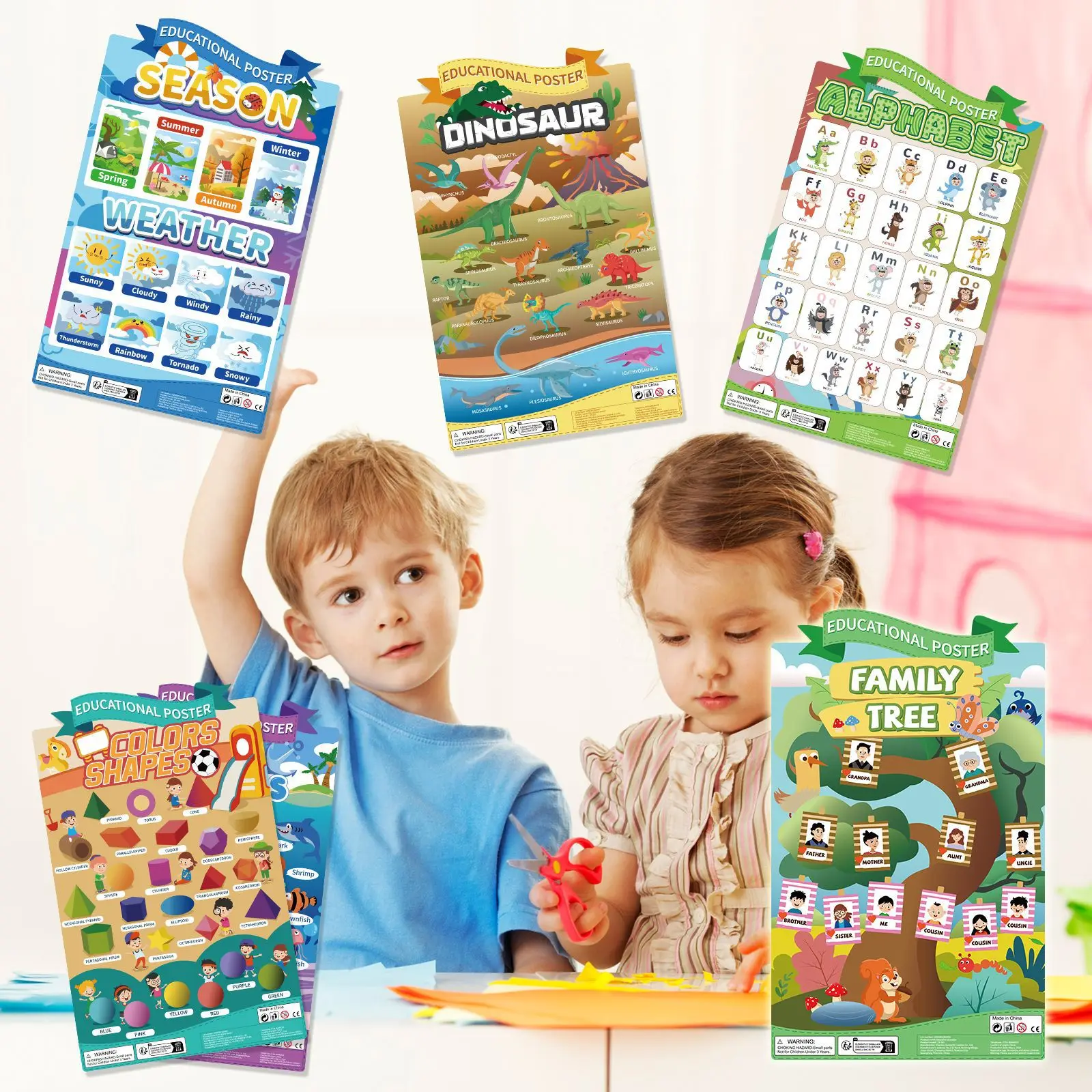 Interesting Knowledge World 16 Theme Early Childhood Education Cognitive Poster Set