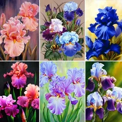 Full Square Round Drill 5D DIY Diamond Painting Cross Stitch Coloured Iris Flower Purper 3D Embroidery Mosaic Decor Gifts