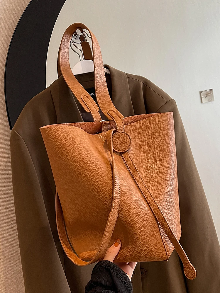 

Spring Summer Large Capaci Women's Buet Bag Faionable Commuter Single oulder Bag Soft PU Retro Alligator Pattern