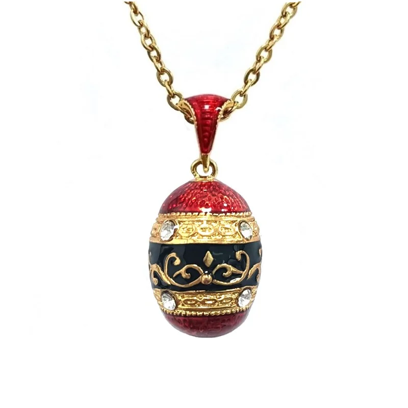 YAFFIL Brass Pendant Enamel Handmade jewelry Vintage Egg Pendant Charm Crystal Necklace Luxury Classic Gift For Women 2024