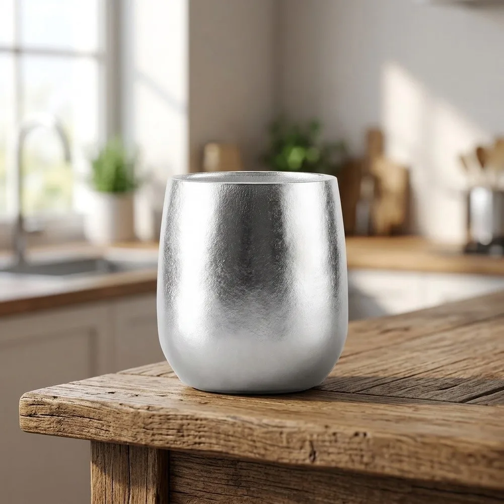 Titanium 240ml Double Walled Egg Form Cup for Coffee Tea with Frosted Texture and Balanced Weight for Extended Holding Comfort