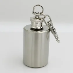 1 OZ Stainless Steel Mini Hip Flask with Keychain Screw Cap Portable Alcohol Flask Liquor Whiskey Bottle Outdoor Travel Gifts