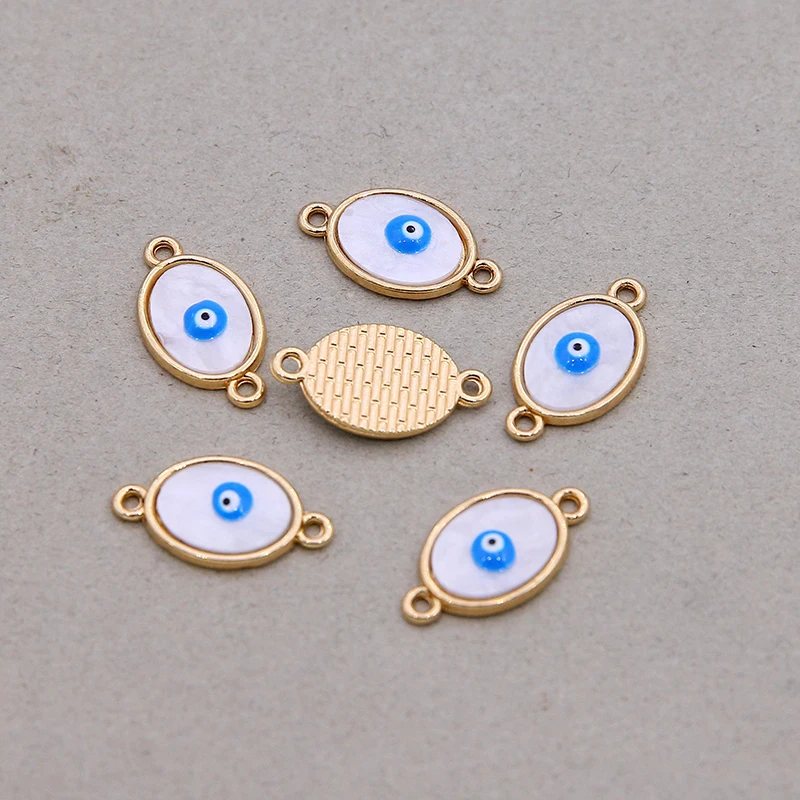 6pcs Lucky Enamel Evil Eye Bracelet Connectors Findings DIY Demon Eye Anklet Bracelets Necklaces Pendants Jewelry Charms Make